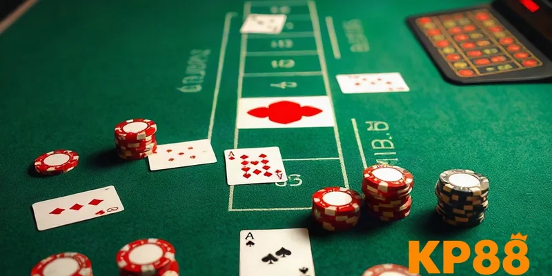 Bàn chơi baccarat với bài và chip, minh họa cách soi baccarat dễ nhất