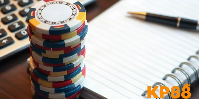 Quản lý vốn khi chơi Roulette với chip và sổ ghi chép ngân sách